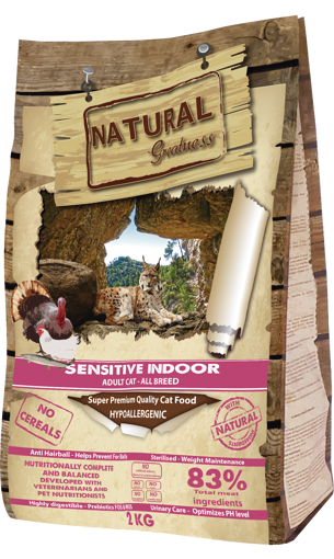 Imagem de NATURAL GREATNESS | Sensitive Indoor Cat Adult 6 kg