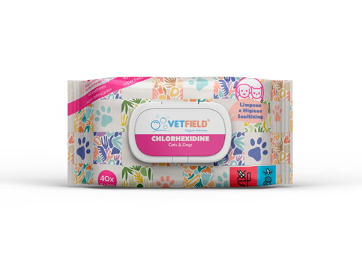 Imagem de VETFIELD | Toalhetes Húmidas Clorexidina para Cão e Gato - 40 un