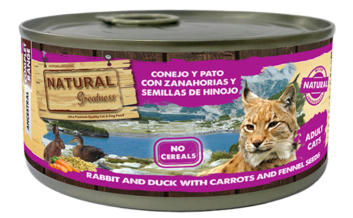 Imagem de NATURAL GREATNESS | Wetfood Cat - Rabbit, Duck, Carrot & Fennel Seeds 185 g